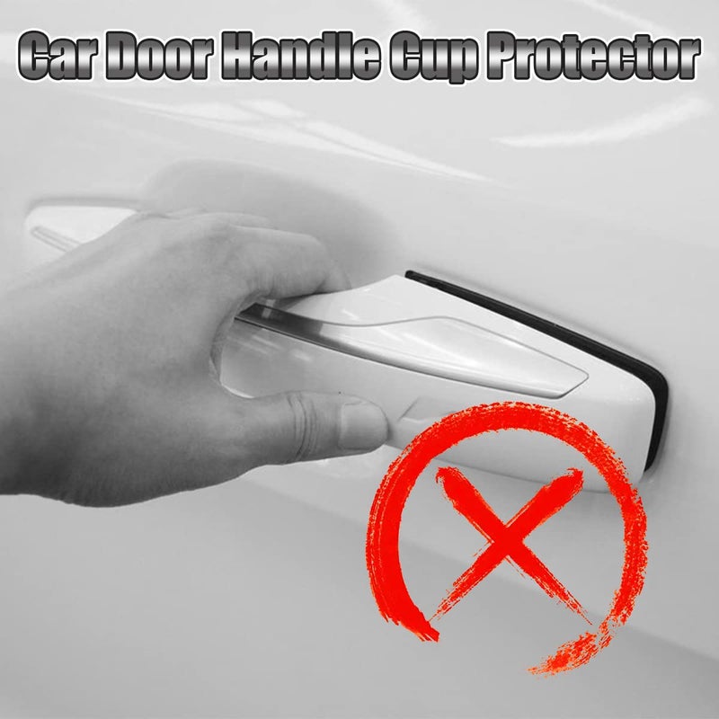 8sanlione 4PCS Car Handle Cup Stickers, Carbon Fiber Scratch Auto Door Protective Film, Non-Marking Car Bowl Protector, Universal Paint Cover Guard for Most Cars, SUV, Van (Green) - Image 4